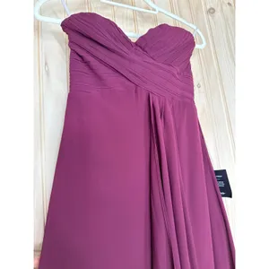 NWT Lulus Splendid Aura Plum Purple Chiffon Pleated Strapless Maxi Dress Size S thumbnail 4