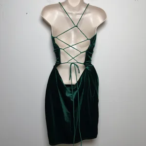 Lucy in the‎ Sky Women Velvet Mini Dress Holiday Hunter Green NYE Party Cocktail thumbnail 6