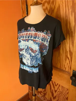Junk Food Grateful Dead In Concert 1974 Skull Graphic Tee Slouchy Distressed thumbnail 13