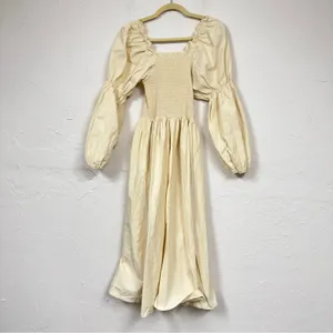 Monbebe Mom Daisy Beige Cotton Midi Dress Womens XS Cottage Core Prairie Minimal thumbnail 11