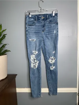 American Eagle Outfitters Distressed Curvy Hi-Rise Jegging Jeans - Size 6 thumbnail 2