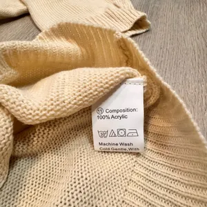 Shein Cream V‎ Neck Textured Knit Sweater Long Sleeve 6 Medium Oversized thumbnail 4