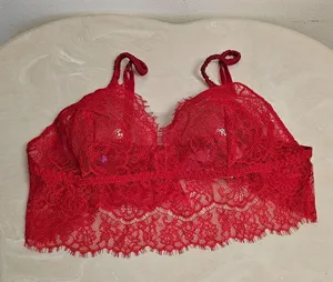 Lace Longline Bralette Red Women's Size L 11207908 thumbnail 5