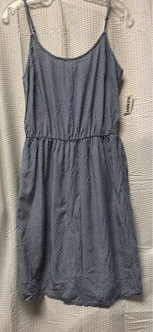 Old Navy Women's Blue White Geometric Spaghetti Strap Dress Cinched SZ‎ Med NWT thumbnail 1