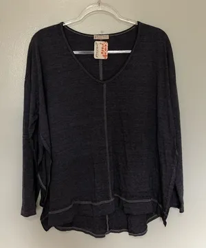 Free People Movement Long Sleeved Blue Gray Tee Shirt Side Split New Small thumbnail 1