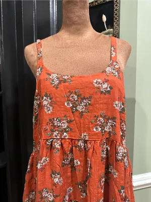 Orange & Green Floral Boho Dress – Fits Small thumbnail 3