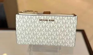 Michael Kors Vanilla Double Zip Wristlet Wallet Phone Purse thumbnail 1