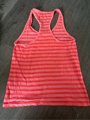 Joe Boxer Striped Racerback Tank Top - Neon Coral Pink (S) thumbnail 3