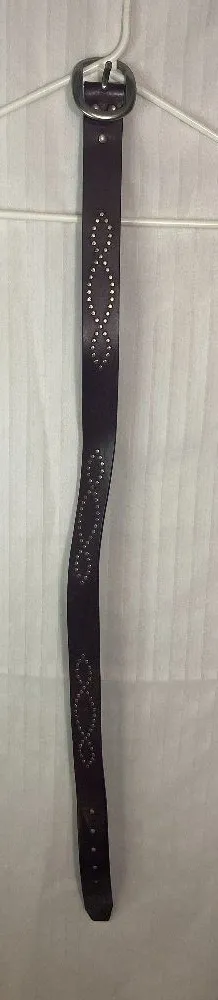 Vintage Brown Genuine Italian Leather Studded Belt Size Medium USA Made Western thumbnail 1