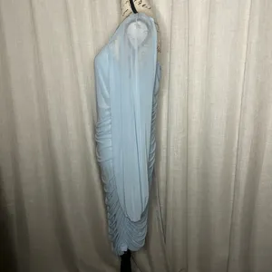 Amazon Womens Light Blue XL Square Neck Mesh Long Sleeve Bodycon Mini Dress thumbnail 3