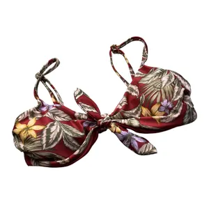 Aeropostale‎ Womens Burgundy Tropical Floral Tie Front Bikini Set XS 8169 thumbnail 3