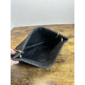 Vintage Black Floral Lace Glitter Evening Bag Gold Tone Chain Strap Formal Purse thumbnail 5