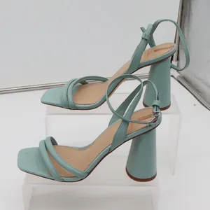 Sam Edelman Sandals Womens 8 Strappy Block Heel Blue Square Toe Textured Good thumbnail 2