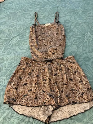 Leopard print pajamas with black bows Brown Size M thumbnail 1
