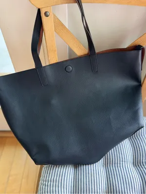Source Unknown Black Pebbled Vegan Leather Oversized Tote Shoulder Bag thumbnail 3