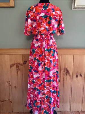 Abel the Label floral print dress with smocked waist and a high-low hem size M thumbnail 4