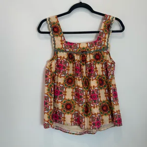 Anthropologie Let Me Be Abstract Ruffled Tank Top size 6 thumbnail 5