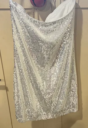 WAYF Silver Sequin straight Neck mini Dress thumbnail 1