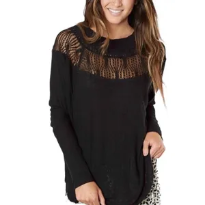 Free People Spring Valley Lace Trim Tunic Top - Black - Small thumbnail 10