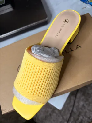 NEWBELLA Yellow Knit Slide SandalNEWBELLA Yellow Knit Slide Sandals Women's Size thumbnail 1