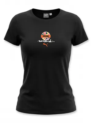 NWT PUMA Women's Worldwide Graphic Tee - Black M thumbnail 5