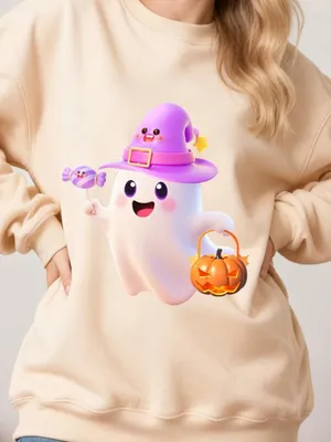 Nordstrom Halloween Sweatshirts for Women - Oversized Ghost Pumpkin Lantern thumbnail 5