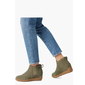 Sorel Evie II Waterproof Chelesa Bootie, Size 5.5 Stone Green, Leather/Suede NWT thumbnail 2