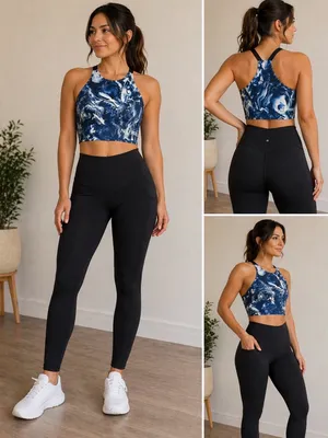 Nike Pro Blue Marble Performance Crop Top thumbnail 2