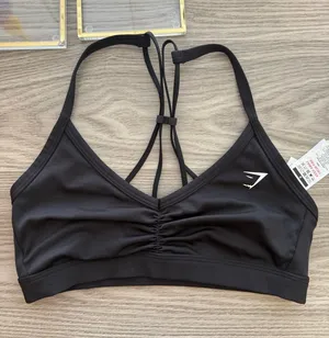 Women's Gymshark Black Sports Bra with White Logo Size S thumbnail 1