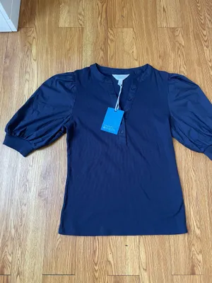 Market & spruce media poplin knit Henley top thumbnail 5