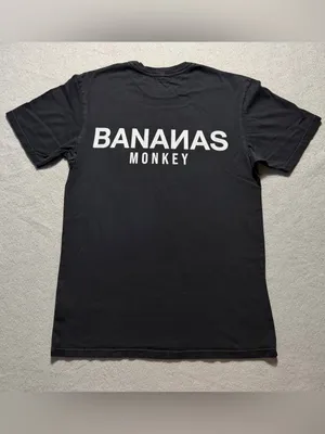 Bananas Monkey Graphic T Shirt Womens Small Black Streetwear Tee Cotton thumbnail 2