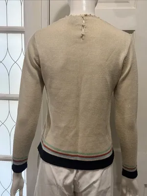 Vintage Unbranded Cotton Cream Graphic Crewneck Sweater Size Large thumbnail 9