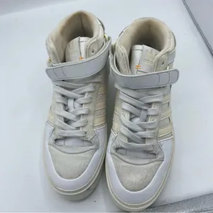 Adidas‎ Women's White and Tan leather High-Top Sneakers size 9 flowers embossed thumbnail 5