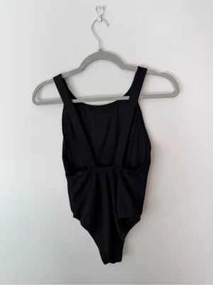 Andie The Montauk Ribbed One Piece Swimsuit Black Medium thumbnail 4