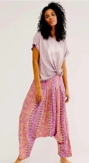 Free People Haley Harem Lounge Pants Boho Print thumbnail 1