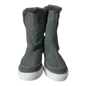 Converse Beverly Boots Grey Suede Women Size 6.5 Leather Winter Faux-Fur Collar thumbnail 4