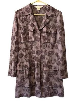 Compagnie‎ Internationale Express Small Sheer Full Top Geometric Button Down thumbnail 1