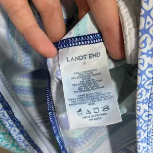 Lands' End Medallion Print Tankini Swim Top 8 Blue Women Adjustable Straps thumbnail 3