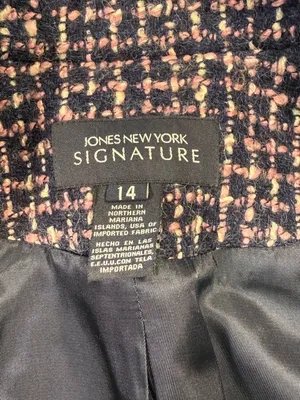 Jones New York Cotton Wool Blend Black Purple & White Tweed-Style Blazer thumbnail 6