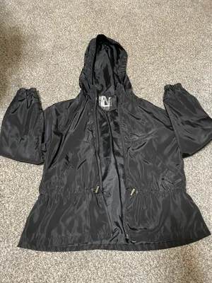 New Look Black Cinched Hooded Windbreaker Jacket thumbnail 2
