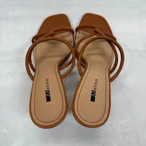 Matiko Arlo Heeled Mules Strappy Square Toe Cognac‎ Brown Heels Size 38 thumbnail 7