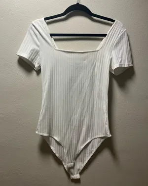 White short sleeve bodysuit Size M thumbnail 1