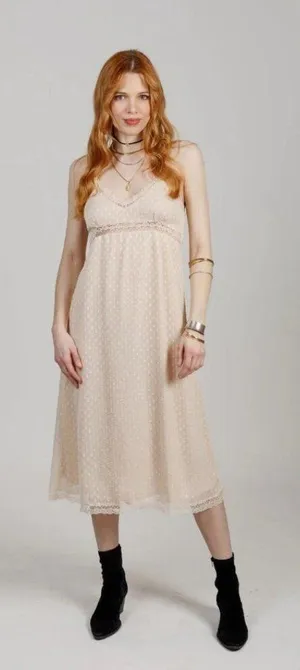 Anthropologie NWT Victorian Vintage Ethereal Women Medium Ivory Midi Slip Dress thumbnail 1