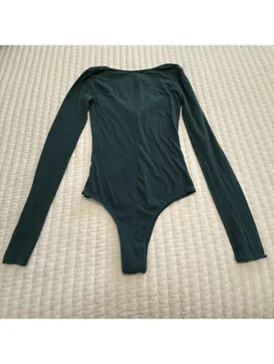 Free People Green Snap Henley Bodysuit Long Sleeve Sz XS Extra Small thumbnail 9