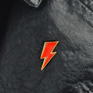 NWT Bright Red Lightning Bolt Enamel Lapel Pin Brooch, Fun Gift Idea! thumbnail 2