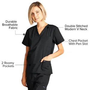 Dagacci Black 2 Piece Medical Uniform Scrub Set Medium thumbnail 4