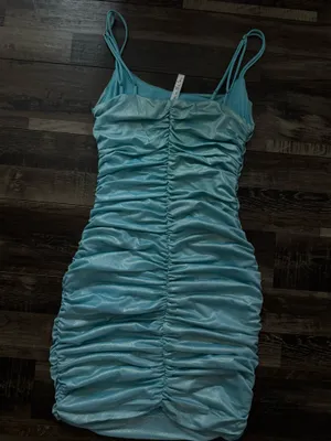 Lucy in the Sky Ruched Mini Dress Aquamarine Size S thumbnail 4