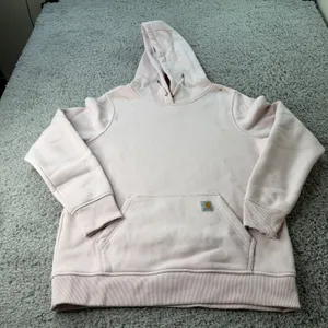 Carhartt Relaxed Fit Hoodie Sweatshirt Light Pink Women Large 12-14 Logo Patch thumbnail 1