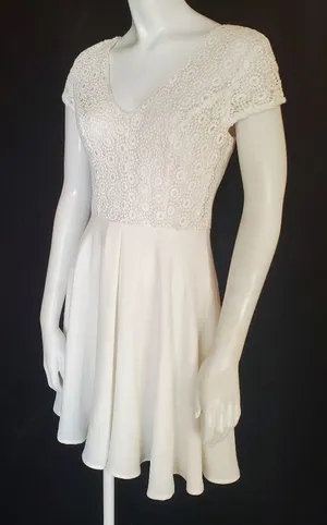 Altar'd State White Dress with Lace Top (XS) thumbnail 1