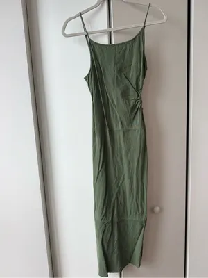 Zara Olive Cutout Halter Maxi Dress thumbnail 4